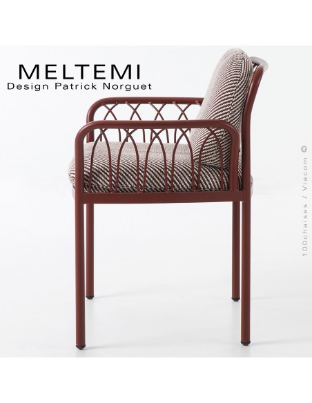 Fauteuil Meltemi – Design élégant en aluminium peint rouge | Coussin imperméable | Mobilier extérieur résistant.