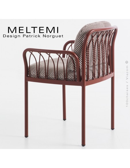 Fauteuil Meltemi – Design élégant en aluminium peint rouge | Coussin imperméable | Mobilier extérieur résistant.