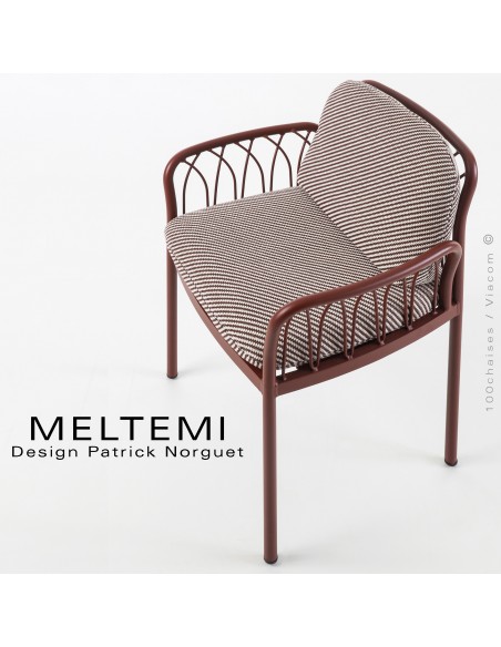 Fauteuil Meltemi – Design élégant en aluminium peint rouge | Coussin imperméable | Mobilier extérieur résistant.