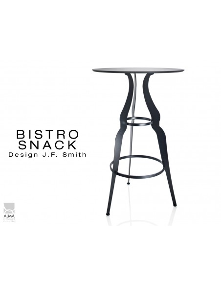 Lot de 2 mange-debout "BISTRO" ronde au design rétro de couleur noir.