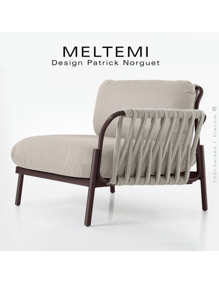 Module droit canapé MELTEMI – Tressage Corde Marine & Structure Aluminium peint bronze.