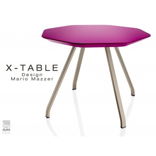 Table d'appoint X-TABLE COULEUR piétement sable, plateau violet.