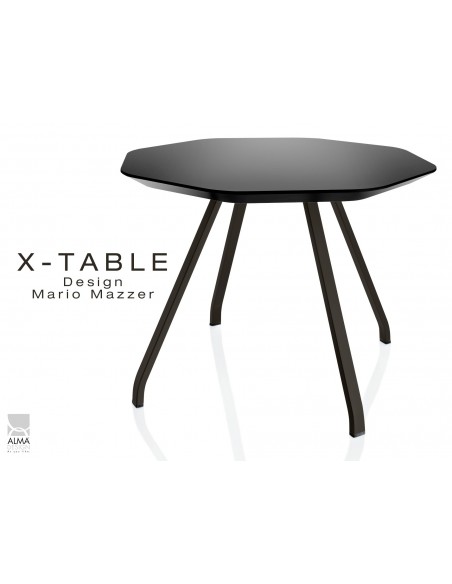 Table d'appoint X-TABLE COULEUR piétement acier noir, plateau anthracite.