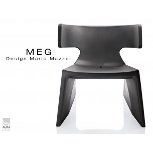 MEG fauteuil design en polyéthylène - lot de 3 fauteuils, noir.