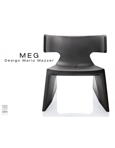MEG fauteuil design en polyéthylène - lot de 3 fauteuils, noir.
