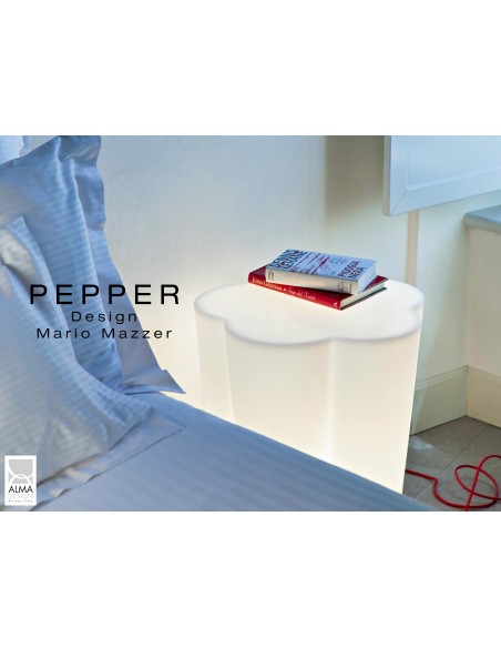 PEPPER tabouret ou table design d'appoint lumineux.