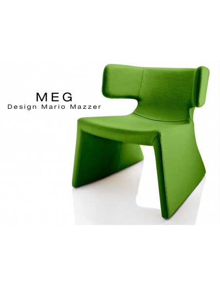 MEG fauteuil design rembourré et capitonné laine, couleur vert.