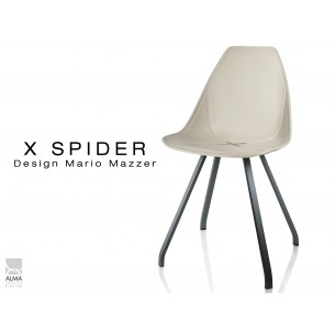 X-SPIDER coque sable clair, piétement peinture polyester noir - lot de 4 chaises