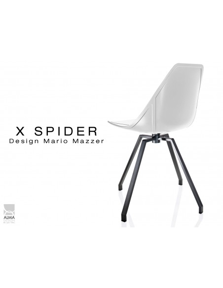 X-SPIDER pivotante assise coque blanche, piétement peinture polyester noir - lot de 2 chaises