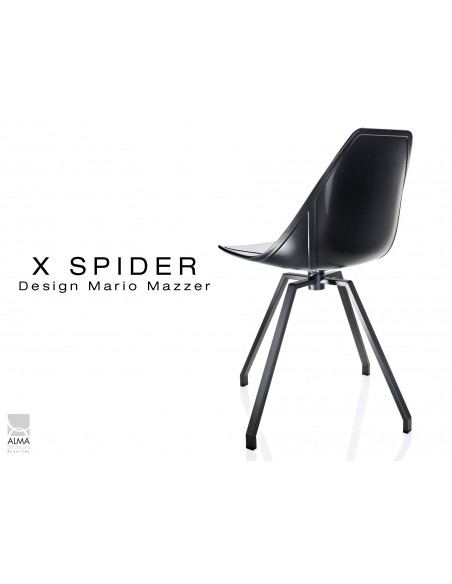 X-SPIDER pivotante assise coque noir, piétement peinture polyester noir - lot de 2 chaises