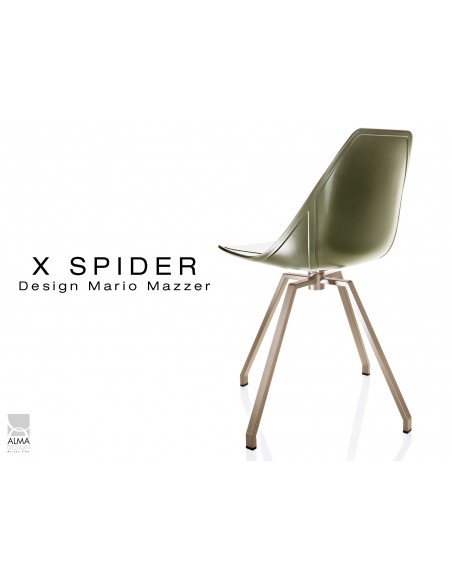 X-SPIDER pivotante assise coque vert militaire, piétement peinture polyester sable - lot de 2 chaises