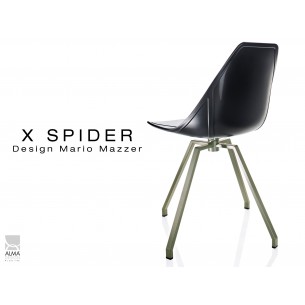 X-SPIDER pivotante assise coque noir, piétement peinture polyester vert militaire - lot de 2 chaises