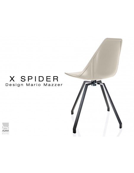 X-SPIDER pivotante assise coque sable clair, piétement peinture polyester noir - lot de 2 chaises
