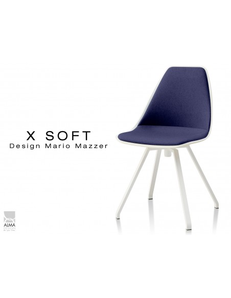 X-SOFT pivotante assise capitonnée tissu Violet-TE28, piétement et coque blanc - lot de 2 chaises