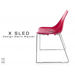 X-SLED piétement chromé assise coque rouge - lot de 4 chaises