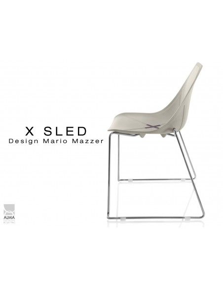 X-SLED piétement chromé assise coque sable clair - lot de 4 chaises