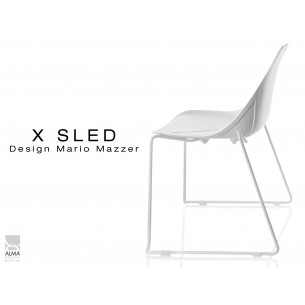 X-SLED piétement peinture blanc assise coque blanche - lot de 4 chaises