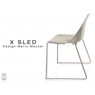 X-SLED piétement peinture sable assise coque sable clair - lot de 4 chaises