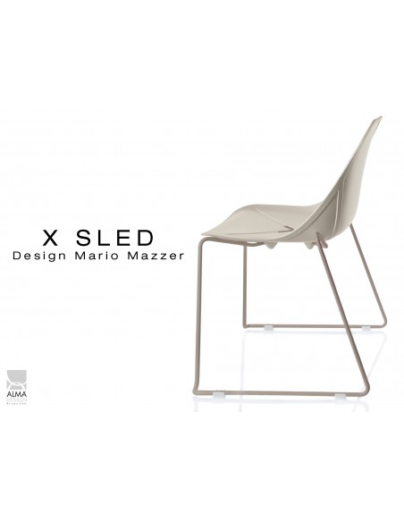 X-SLED piétement peinture sable assise coque sable clair - lot de 4 chaises