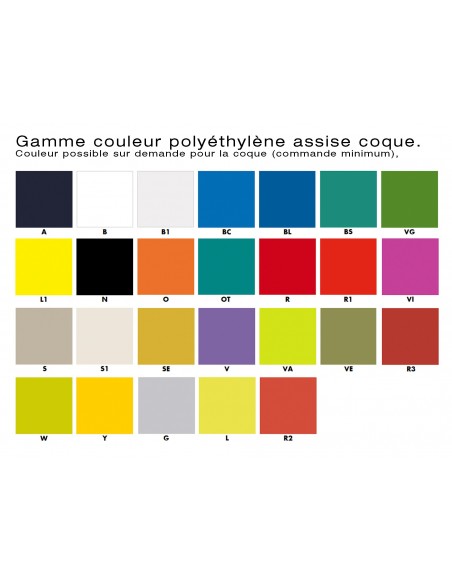X-FOUR gamme couleur coque polyéthylène possible, sur commande, quantité minimum.