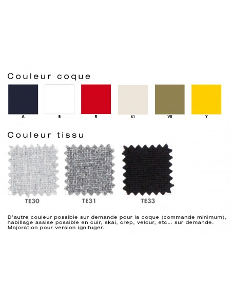 X-STOOL Wood Soft 69 - gamme couleur coque et tissu "Melange" au choix.