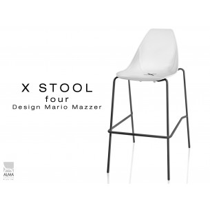 X-STOOL Four 75 - piétement noir assise coque blanche - lot de 2 tabourets