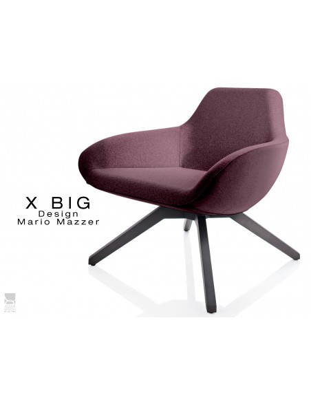X BIG Fauteuil lounge design piétement en bois de Frêne vernis gri-fer, habillage tissu "Melange"- TE01.