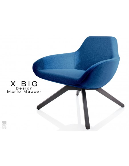 X BIG fauteuil lounge design piétement en bois de Frêne vernis gris-fer, assise rembourrée habillage tissu "Melange"- TE27