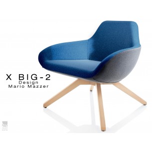 X BIG-2 fauteuil lounge design piétement vernis naturel, dos gris foncé, assise TE27