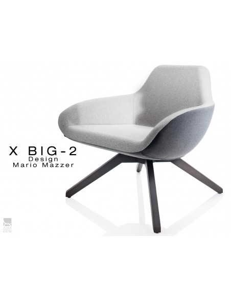X BIG-2 fauteuil lounge design piétement vernis gris fer, dos gris foncé, assise TE30