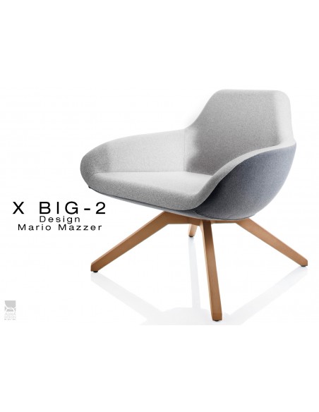 X BIG-2 fauteuil lounge design piétement vernis noyer dos gris foncé, assise TE30
