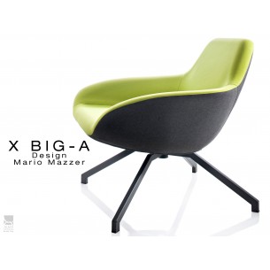X BIG-A fauteuil lounge design piétement acier, habillage dos tissu "Trevia" noir TE138 - assise TE139.