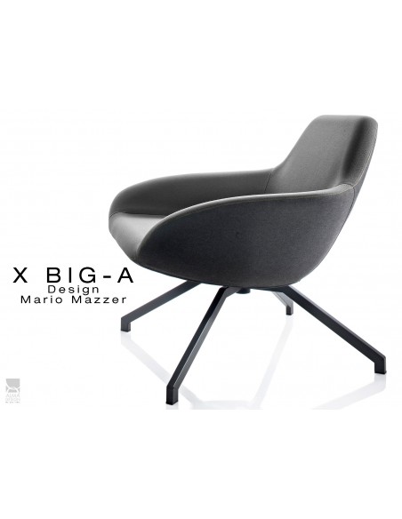 X BIG-A fauteuil lounge design piétement acier, habillage dos tissu "Trevia" noir TE138 - assise TE138.