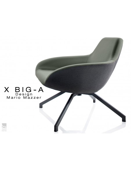 X BIG-A fauteuil lounge design piétement acier, habillage dos tissu "Trevia" noir TE138 - assise TE137