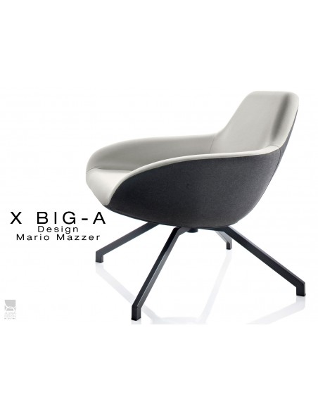 X BIG-A fauteuil lounge design piétement acier, habillage dos tissu "Trevia" noir TE138 - assise TE136