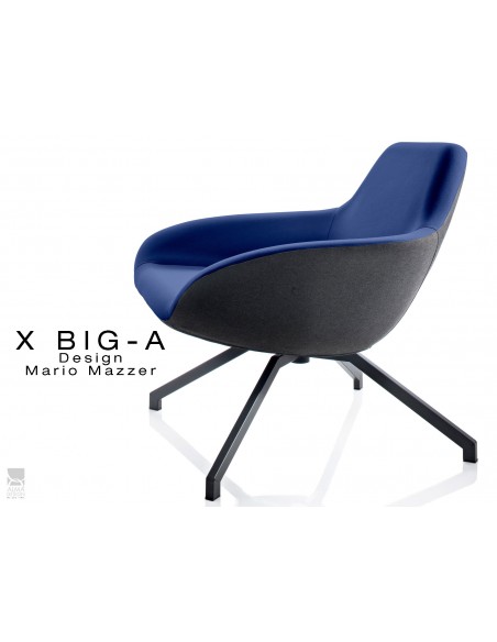 X BIG-A fauteuil lounge design piétement acier, habillage dos tissu "Trevia" noir TE138 - assise TE132