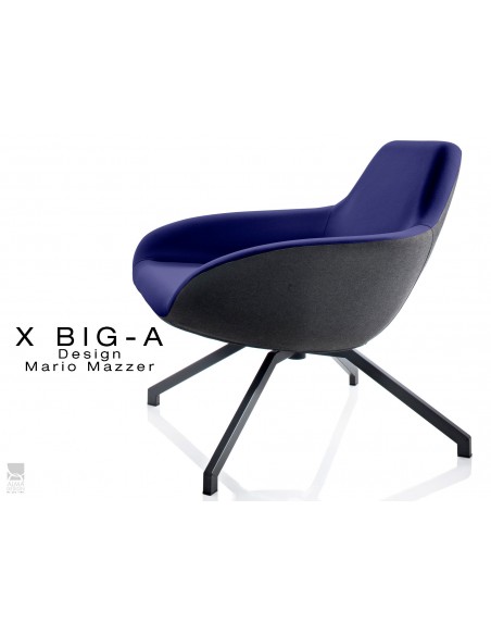 X BIG-A fauteuil lounge design piétement acier, habillage dos tissu "Trevia" noir TE138 - assise TE131