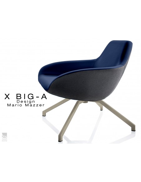 X BIG-A fauteuil lounge design piétement acier sable, habillage dos tissu "Trevia" noir TE138 - assise TE133
