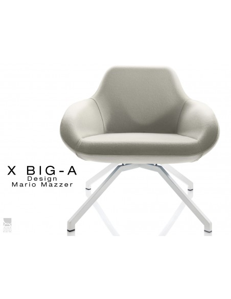 X BIG-A fauteuil lounge design piétement blanc, habillage "Laine type feutre"- TE140