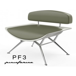 Fauteuil PF3 Pininfarina coque blanche, cuir Ecoleather 645 vert militaire.