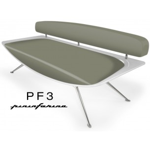 Canapé PF3 Pininfarina, coque blanche, cuir Ecoleather 645 vert militaire.