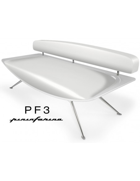Canapé PF3 Pininfarina,coque blanche, cuir Ecoleather 662 blanc.