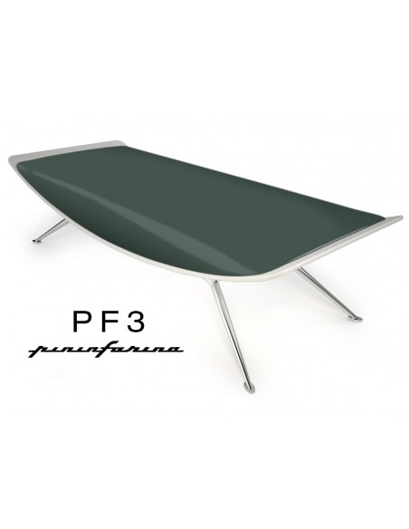 Banc PF3 Pininfarina, coque blanche, cuir Ecoleather 666 vert sapin.