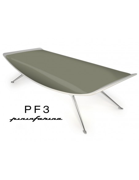 Banc PF3 Pininfarina, coque blanche, cuir Ecoleather 645 vert militaire.