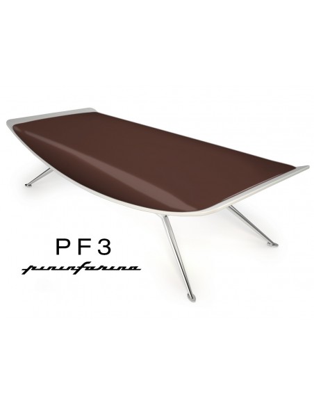 Banc PF3 Pininfarina, coque blanche, cuir Ecoleather 647 marron.
