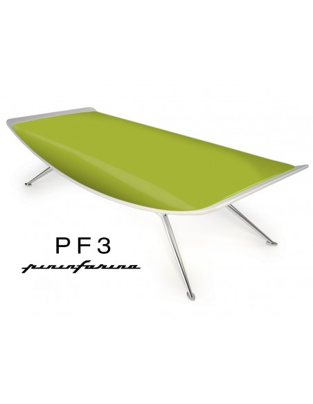 Banc PF3 Pininfarina, coque blanche, cuir Ecoleather 650 vert pomme.