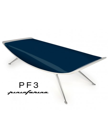 Banc PF3 Pininfarina, coque blanche, cuir Ecoleather 664 bleu nuit.