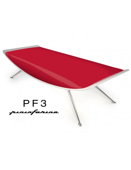 Banc PF3 Pininfarina, coque blanche, cuir Ecoleather 665 rouge.