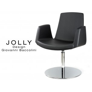 Fauteuil JOLLY piétement inox et habillage éco-cuir 663 noir.