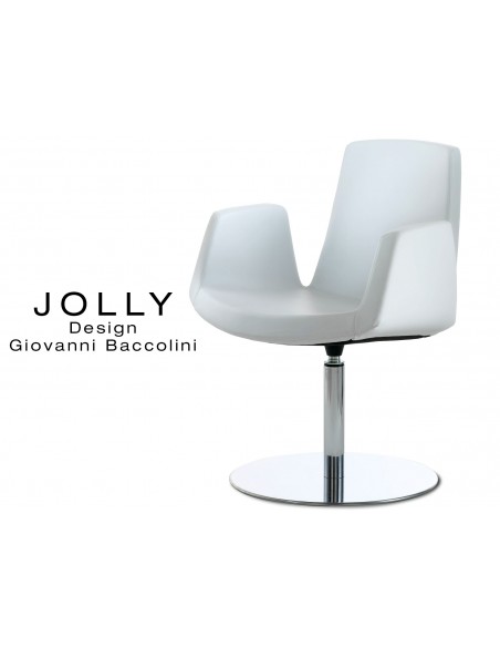 Fauteuil JOLLY piétement inox et habillage éco-cuir 662 blanc.